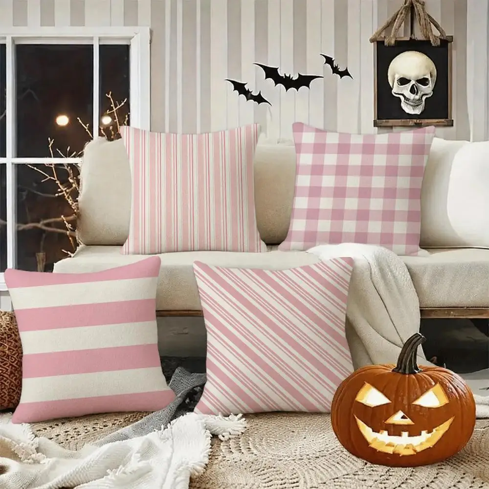 con rayas rosas de ART Cushion Cover Halloween decoration trick or treat cushion cover, ghost, pumpkin head, bat decoration