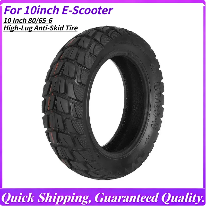 

10 Inch 80/65-6 High-Lug Anti-Skid Tire, TH004 Pattern Off-Road Tubeless Tire for Enhanced Grip & Durability