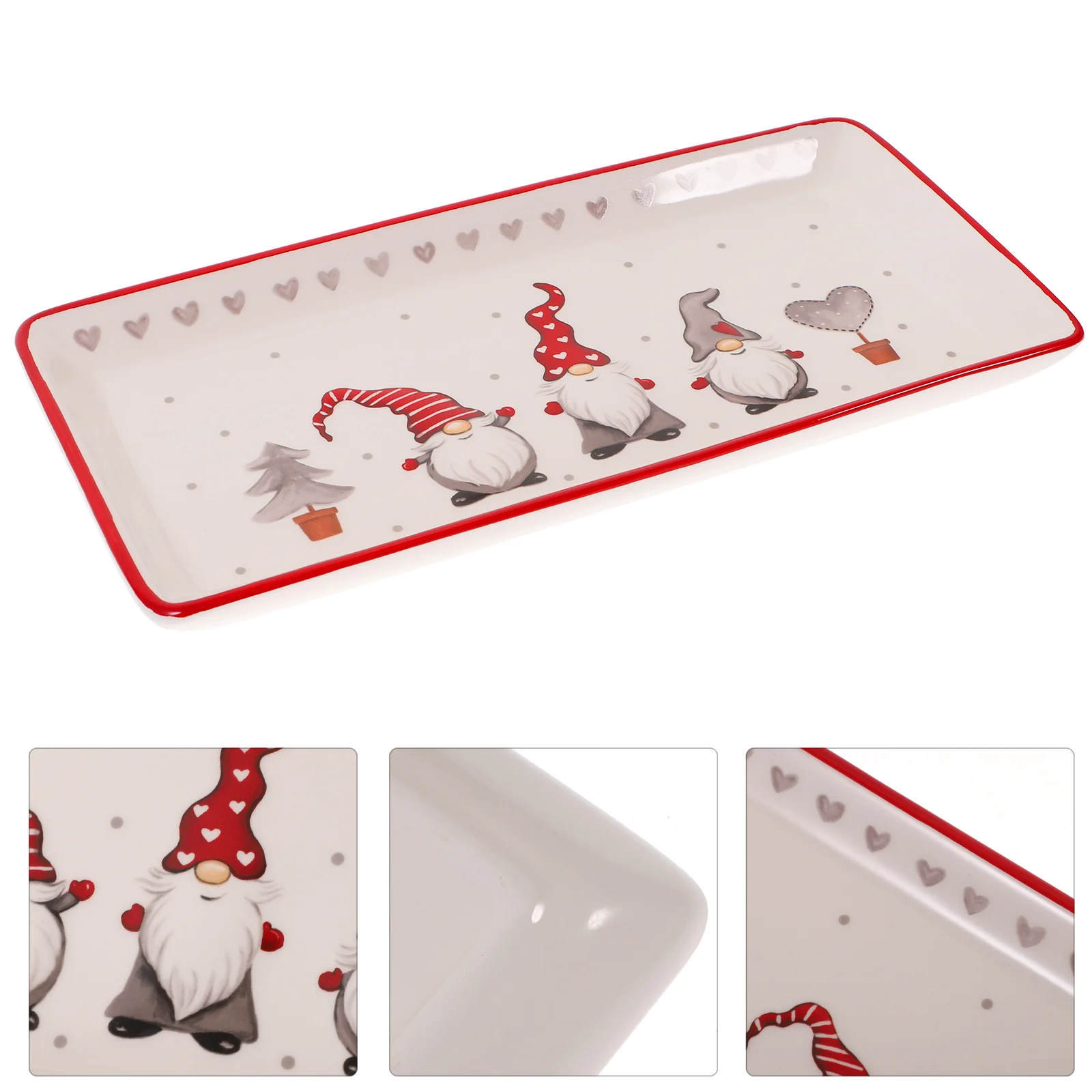 

Trays Christmas Steak Plate Dessert Serving Retro Ceramics Dish Rectangular Salad