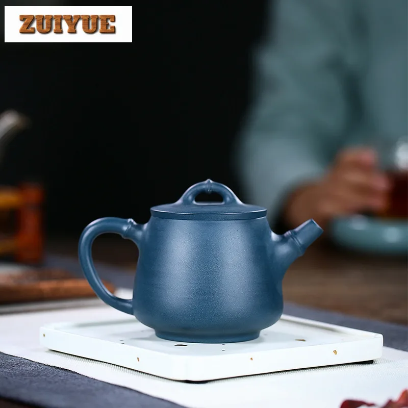 280ml Yixing Purple Clay Teapots Handmade High Stone Scoop Plum Blossom Pot Raw Ore Azure Mud Kettle Chinese Zisha Tea Set Craft