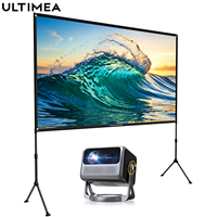 ULTIMEA Nova C40 1080P Full HD Projector with 90° Gimbal, with 120 inch E-ALR Projector Screen & Stand For Outdoor, Home Theater