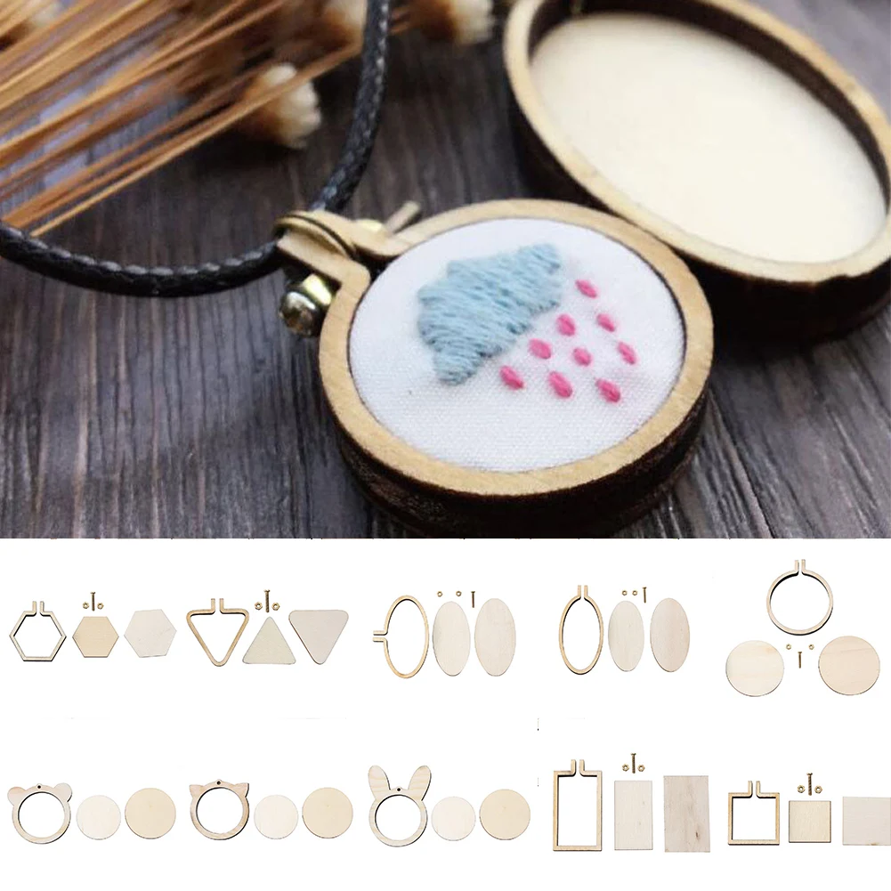 Mini Cross Stitch Accessories Home Art Wooden Hoop Embroidery Craft DIY Sewing Kit