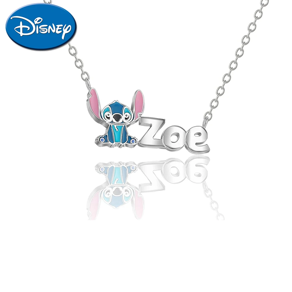 Zoe Letter Stitch Necklace Cute Lilo&Stitch Metal Zoe Pendant Necklace for Women Jewelry Chains Y2k Men Stainless Steel Jewelry