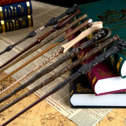 35-42cm 금속 코어 포터 매직 완드 20 종 코스프레 Dumbledore Voldemort Malfoy Snape Wands 장난감 티켓 배지 무료 선물로