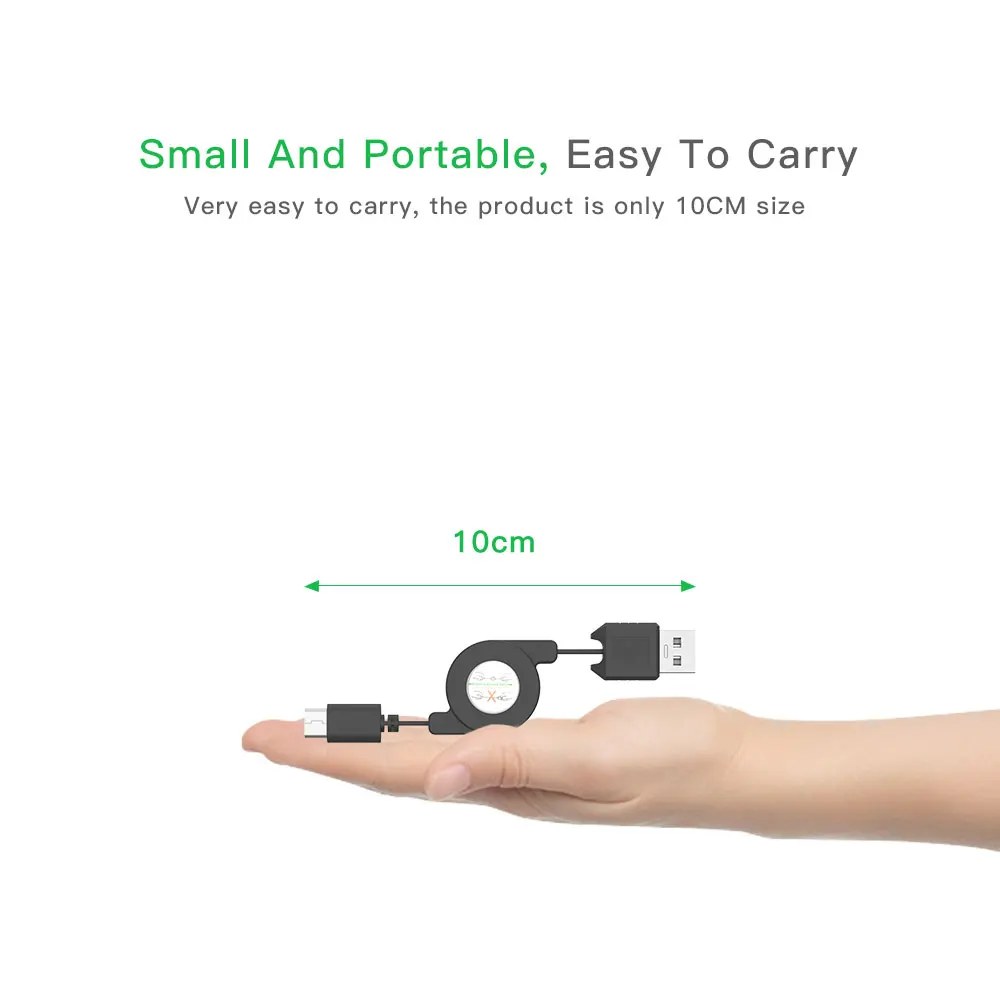 Portable Telescopic USB 2.0 A To Micro-USB Charge Data Line Retractable Type-C 2A Charging Cable for Android SmartPhone Tablet