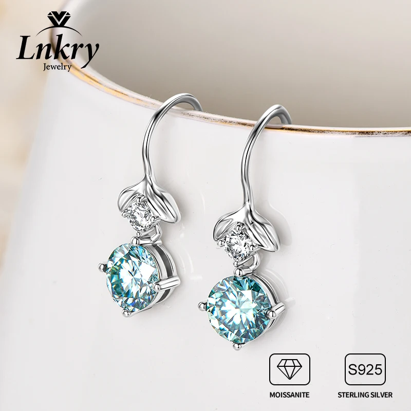 

Lnkry 6,5 мм синие серьги-капли с муассанитом Oorbellen Zilver, висячие серьги из стерлингового серебра 925 пробы для женщин, романтические свадебные украшения