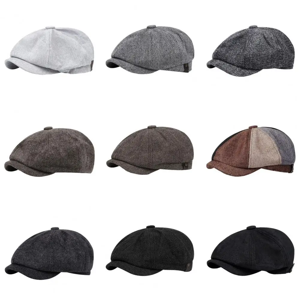 Chapéu de jornaleiro masculino forrado de lã gorros de inverno retro boina chapéus casuais unisex selvagem octogonal boné estilo inglês masculino bonés de rua