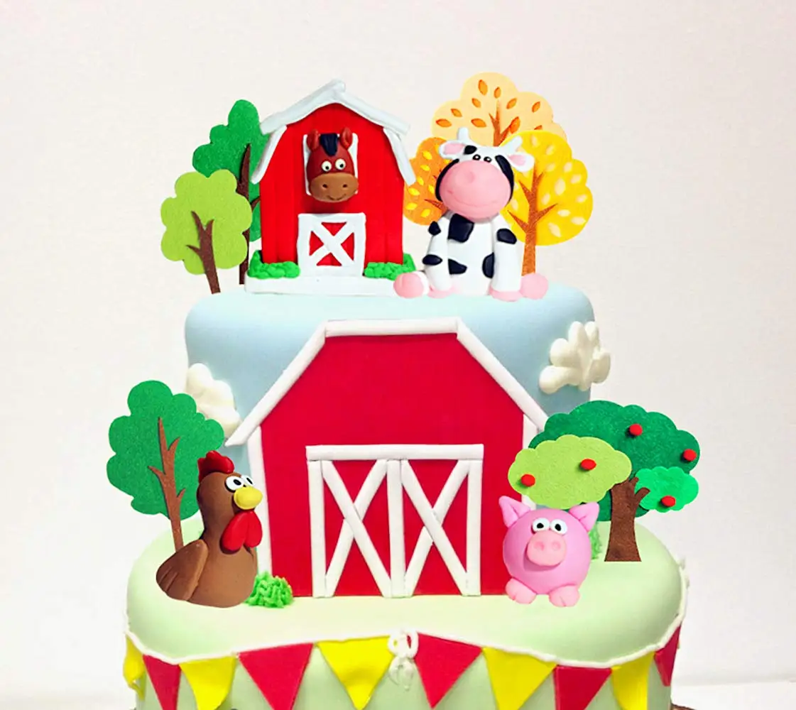 

Farm Animal Cake Toppers for Birthday Baby Shower Cow Cake Decoration Pig Cake Topper