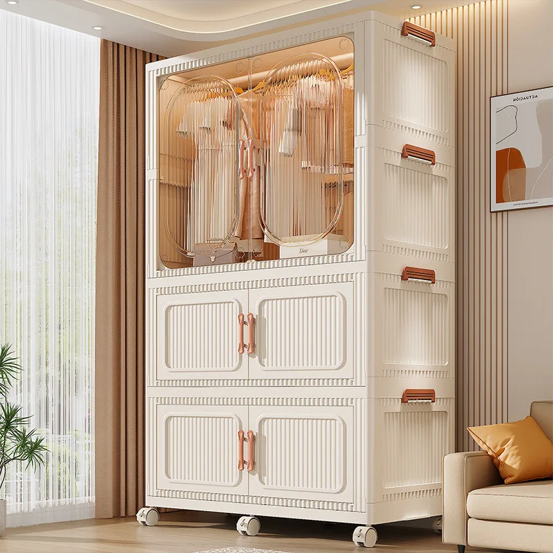 

Wardrobe household bedroom second installation folding simple wardrobe rental room with strong and durable baby children wardrob