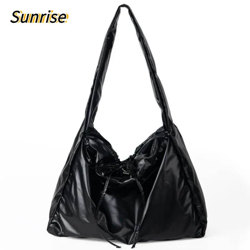 

New Folded Versatile PU Tote Bag High Capacity Drawstring Shoulder Bags for Women Trend 2024 Aesthetic Bags Designer Luxury Bag