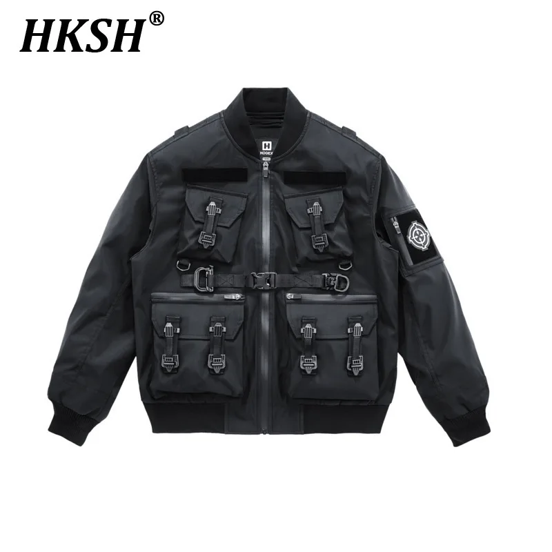 

HKSH Spring Autumn New Baseball Pilot Jacket Men's Dark Punk Coat Fashion Jackets Ins Workwear Large Loose Outer Clothes HK1050