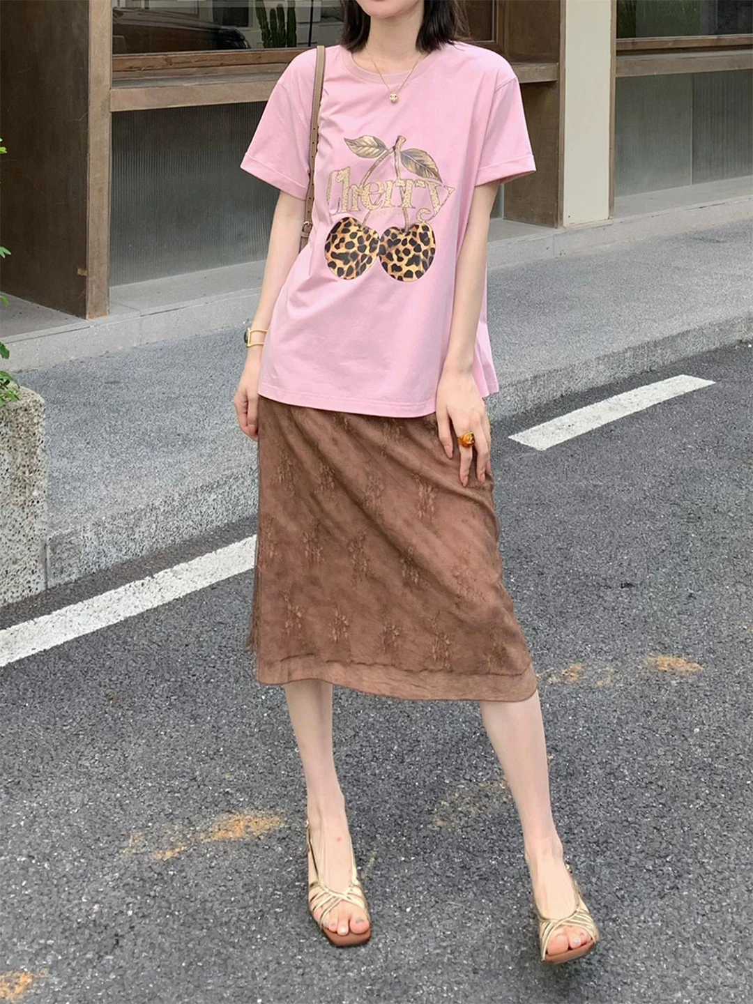 

Anti-Aging Summer Set Women's High Waist Skirt Short Sleeve T-Shirt Two-Piece Suit Comfortable Breathable Casual Fashion