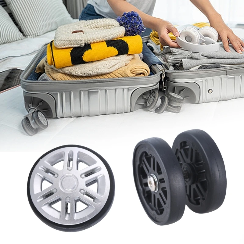 8Pcs/Set Universal Luggage Wheels 60mm Travel Suitcase Replacement Double Wheels Repair Kits Easy Installation Smooth Rolling