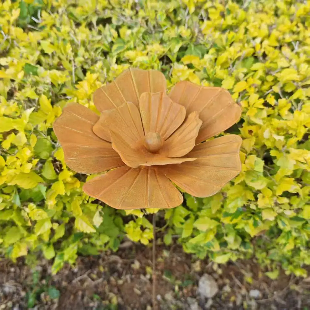 

Metal Flower Ornament Rusty Flower Garden Stake Iron Flower Ornament Outdoor Flowers Sculpture Courtyard Decoration Stake