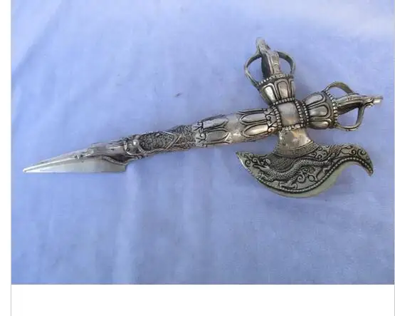 Copper Brass Home Handwork Tibet silver Buddhist Sword /Ritual Dagger statue from tibetan ,Long 12inch