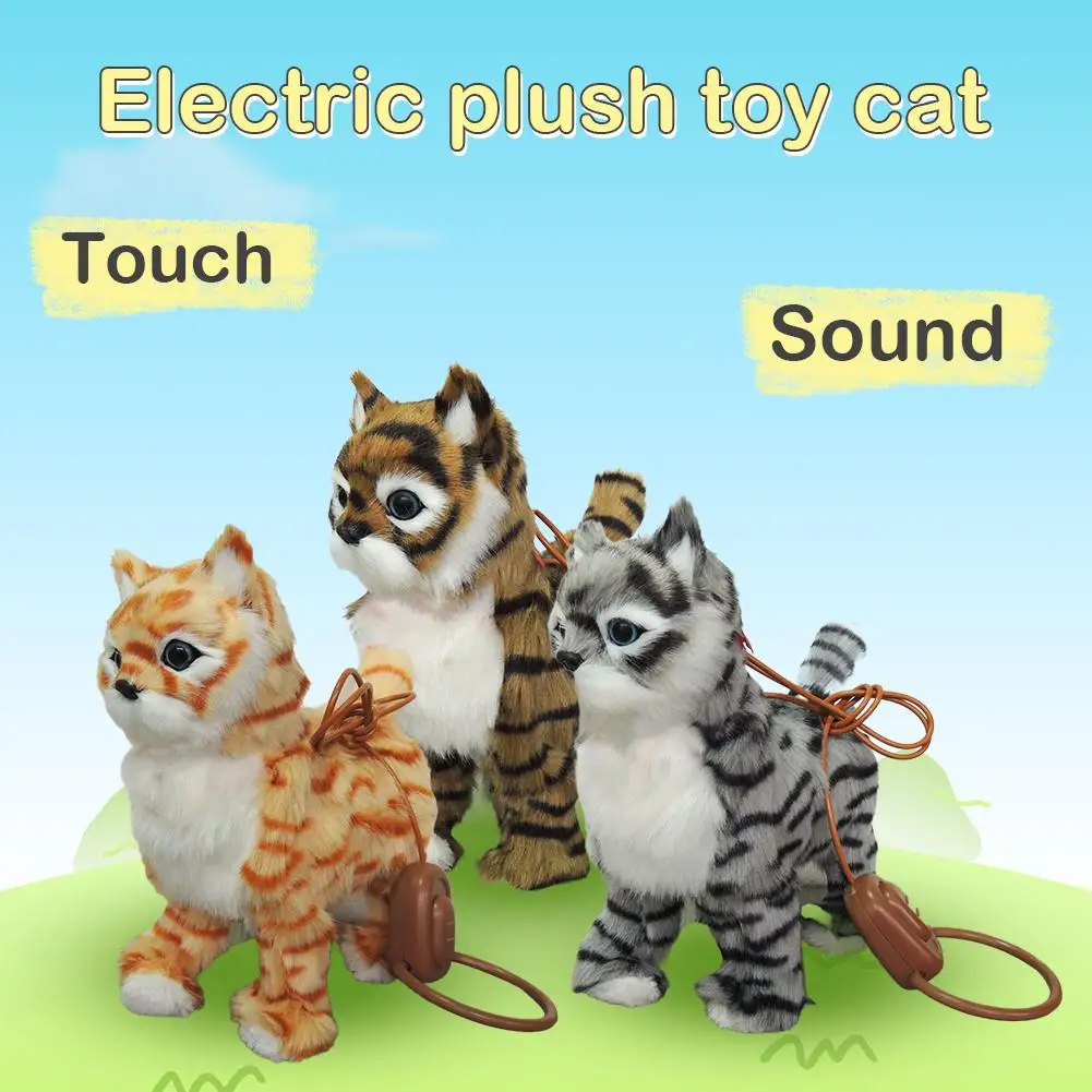 Gato Robot electrónico de peluche para gatos, canciones que cantan, paseo de perro, correa eléctrica para gatito, Control de música, gato, juguete de animales para niños