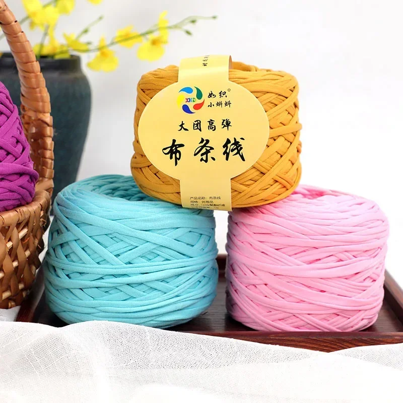 290G Elastic Crochet Knitting Tape with Chunky Yarn Tricot Webbing for Crochet Bags Craft Material Pack for Baby Bed and Slipper