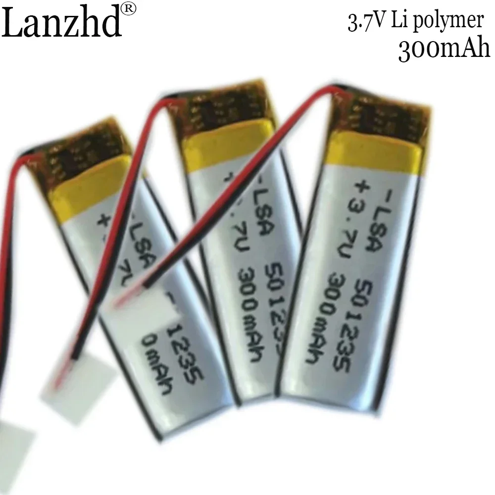 1-10pcs 501235 3.7V 300mAh Li ion Lithium Polymer Battery For MP4 MP5 Electric Toothbrush Voice Recorder Bluetooth Headset