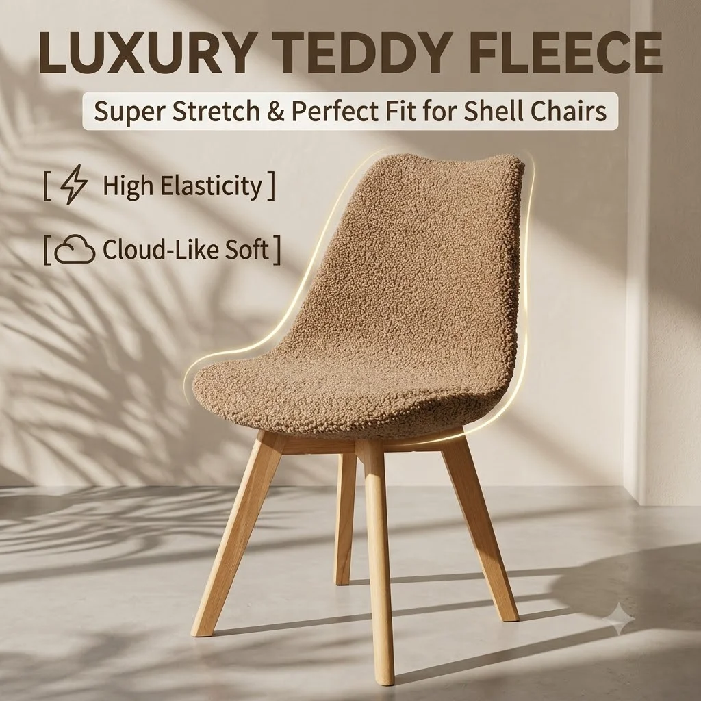 Sherpa Furry Shell Chair Cover Soft Fluffy Desk Seat Protector Elastic Tub Chair Slipcover INS Style Room Decor Washable