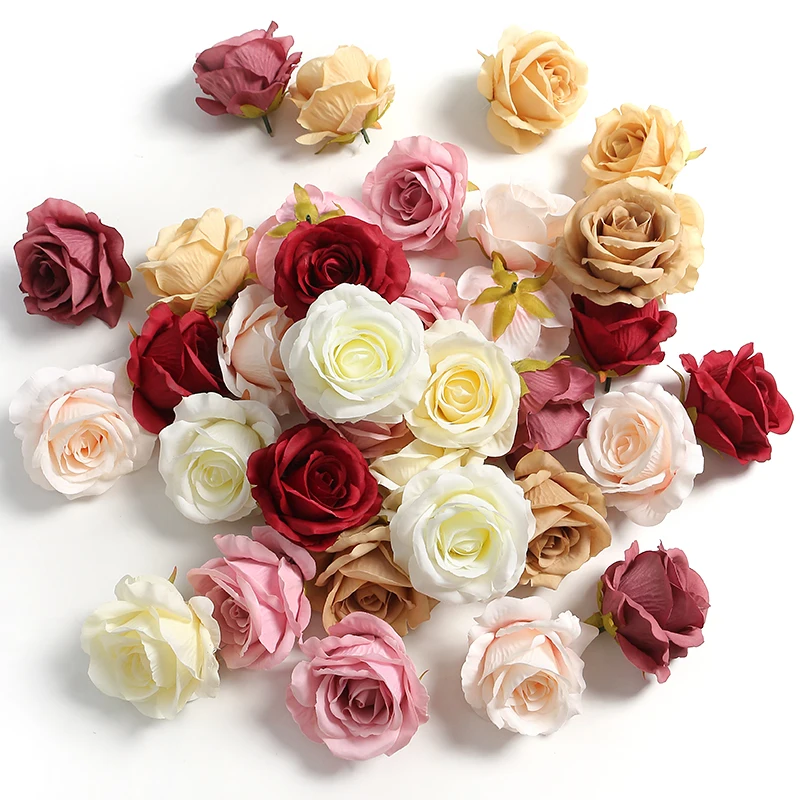 5pcs Rose künstliche Blumen Köpfe hochwertige gefälschte Blumen Wohnkultur Hochzeits dekoration liefert DIY Braut Handwerk Kranz