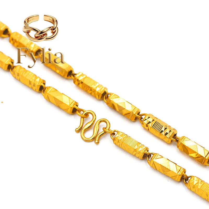 Fylia Jewelry  Fylia Jewelry   Euro 9999 24K real gold men's necklace solid hexagonal 6mm60cm necklace tycoon necklace domineeri