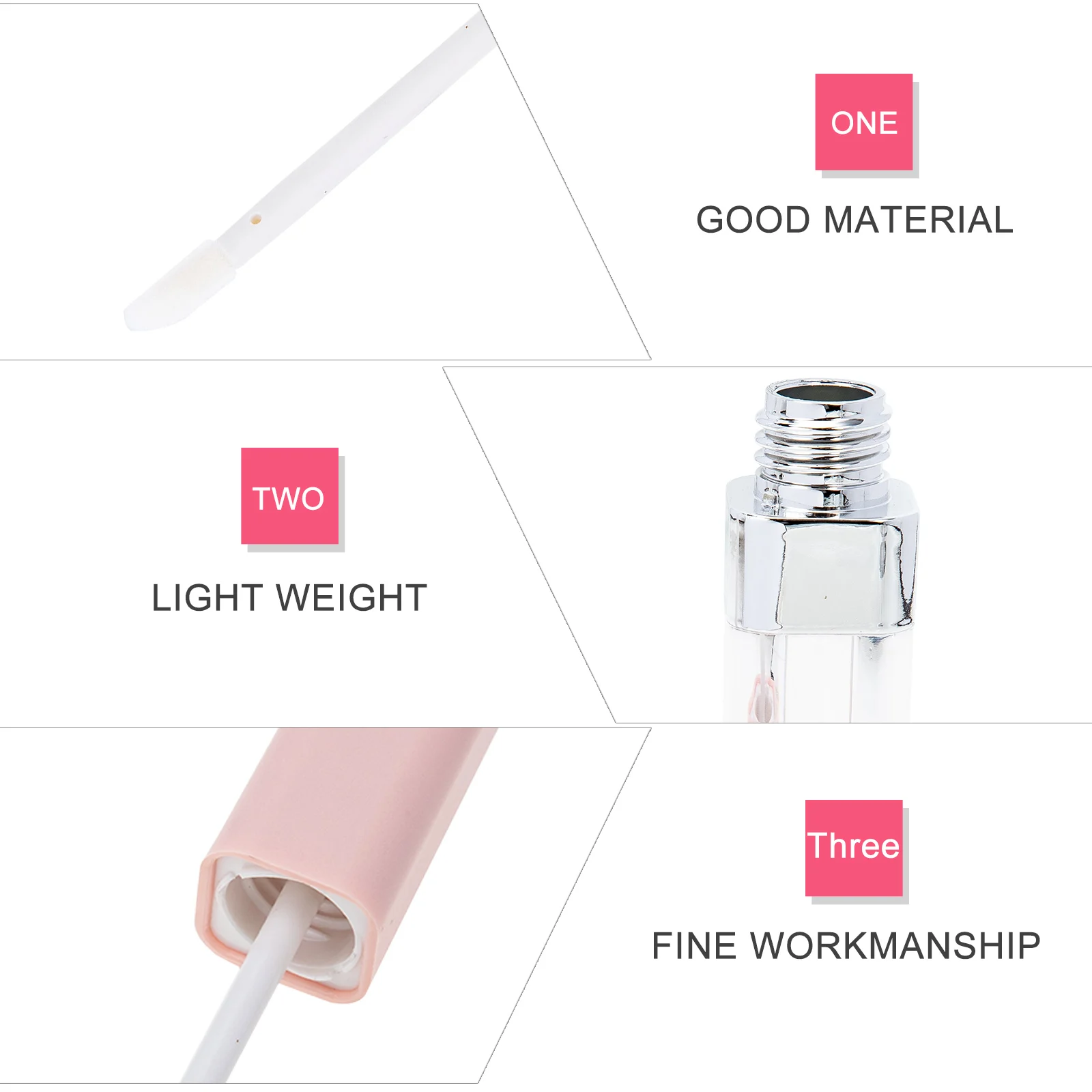 6pcs Square Lip Gloss Empty Tube Refillable Mascara Container ABS Lash Safe Durable Lightweight Transparent Body Easy