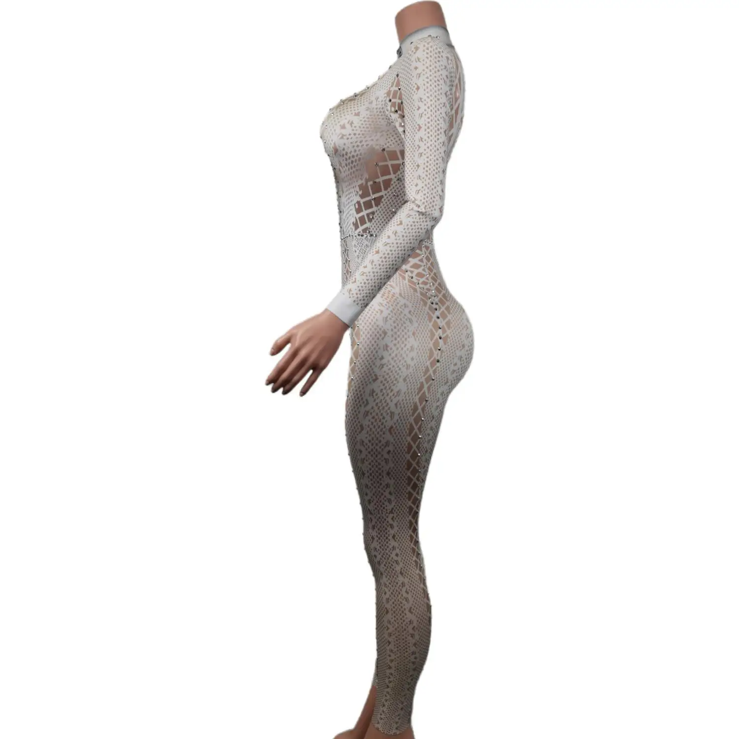 Personality Jumpsuit Pattern Printing Tights Women Long Sleeve Leotard Nightclub Dance Show Wear Party Evening Costume Lianti