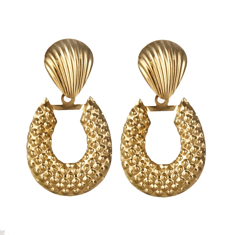 New Fashion Iron Sheet Gold Plated Shell Love Circle Geometry Women's Earrings New Luxury Design Fashion Earrings