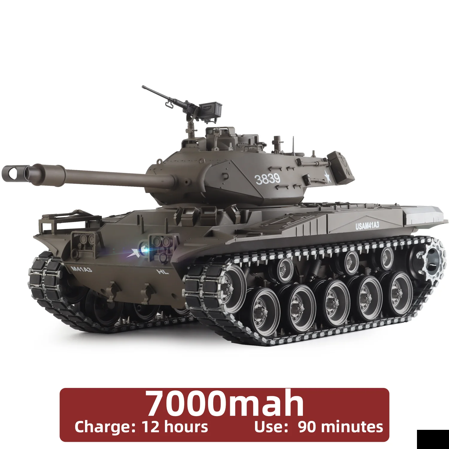 Heng Long 1/16 rc tank model M4A3 Walker Bulldog tank 3839 ( Metal or Rubber-coated Track & Metal Wheels & 360°Rotate Turret )