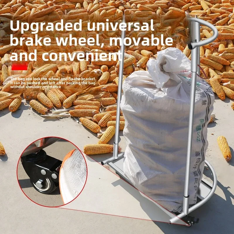 Innovative Corn Stick Bagging Support Frame with Woven Bag Holder for Agricultural Harvest Grain Rice Bag Stuffer