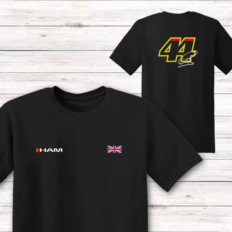 

Lewis Hamilton Signature Series F1 T-Shirt, Updated for 2025 - Front & Back - Exclusive British Racing Design
