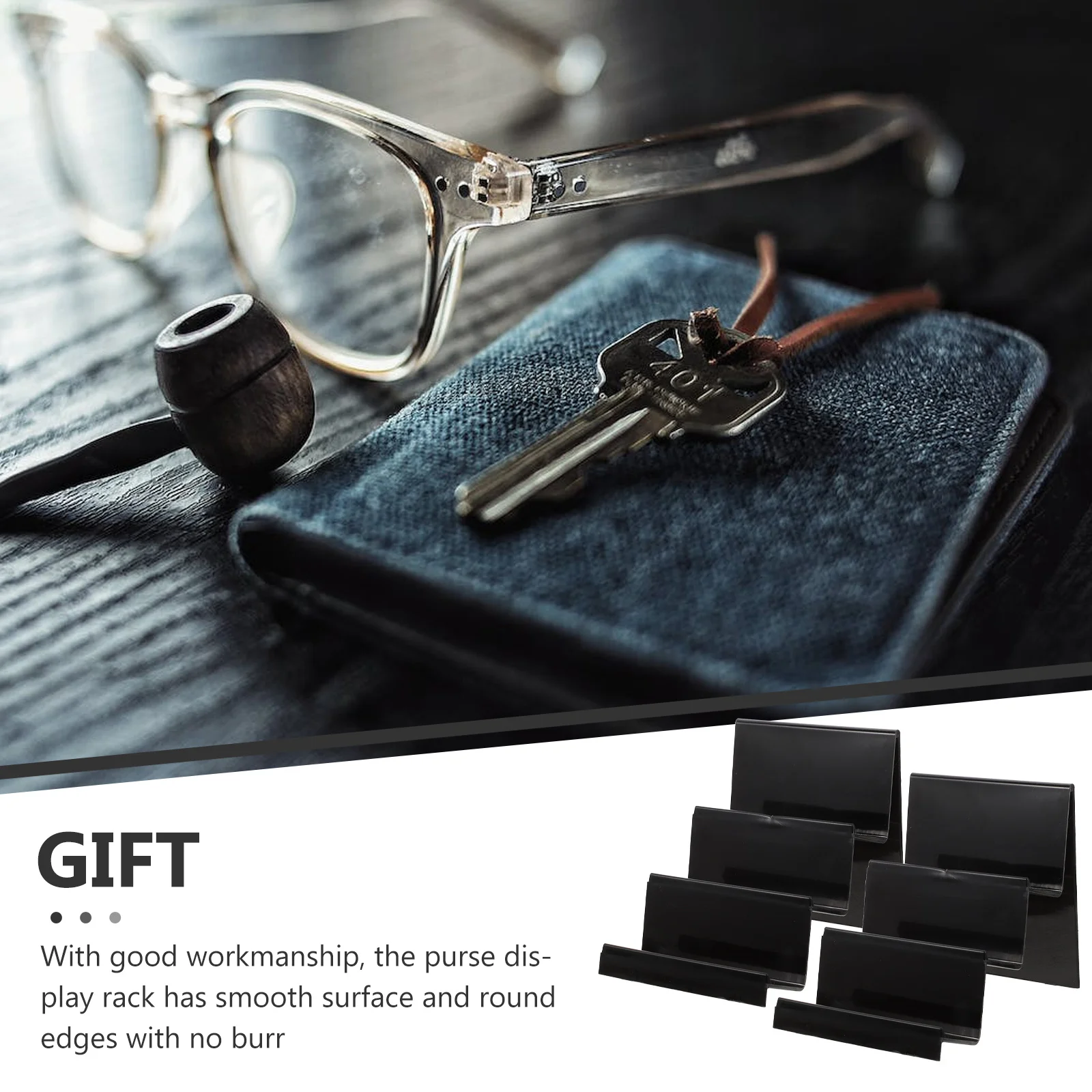 

2Pcs Acrylic Wallet Display Rack Purse Organizer Stand Transparent Storage Shelf for Glasses Books Frames Retail