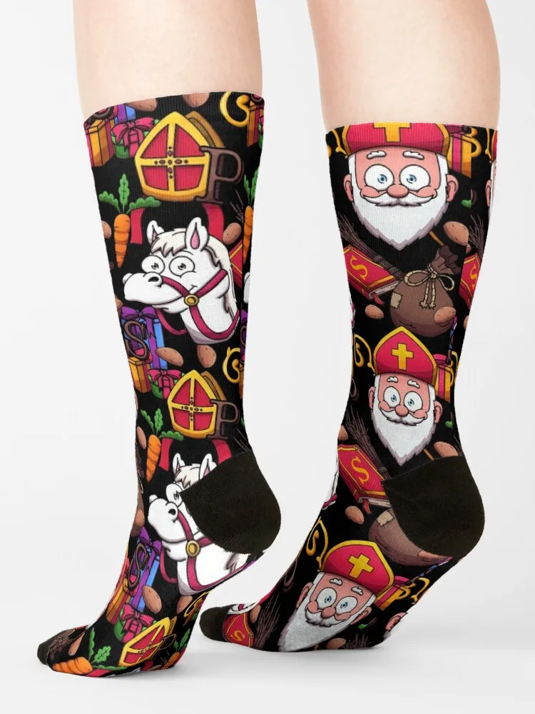 Saint Nicholas Pattern Socks designer cartoon soccer anti-slip christmas stocking Socks Woman Men\'s