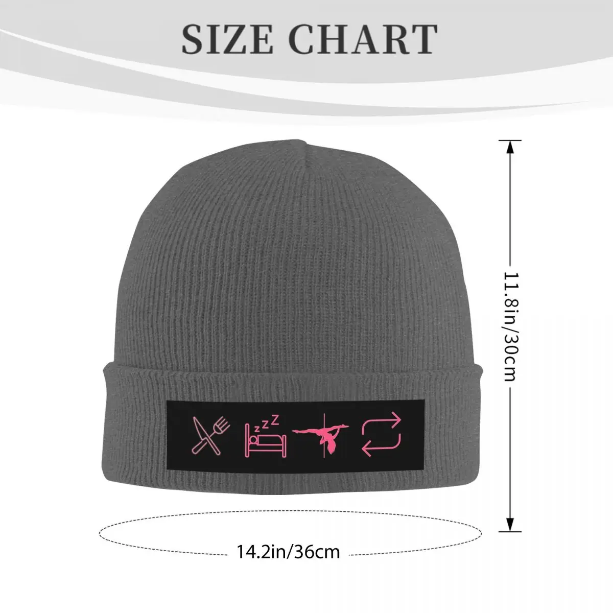 Eat, Sleep, Pole Dance, Repeat - Black Icons Warm Knitted Cap Fashion Bonnet Hat Autumn Winter Beanies Hats for Unisex Adult