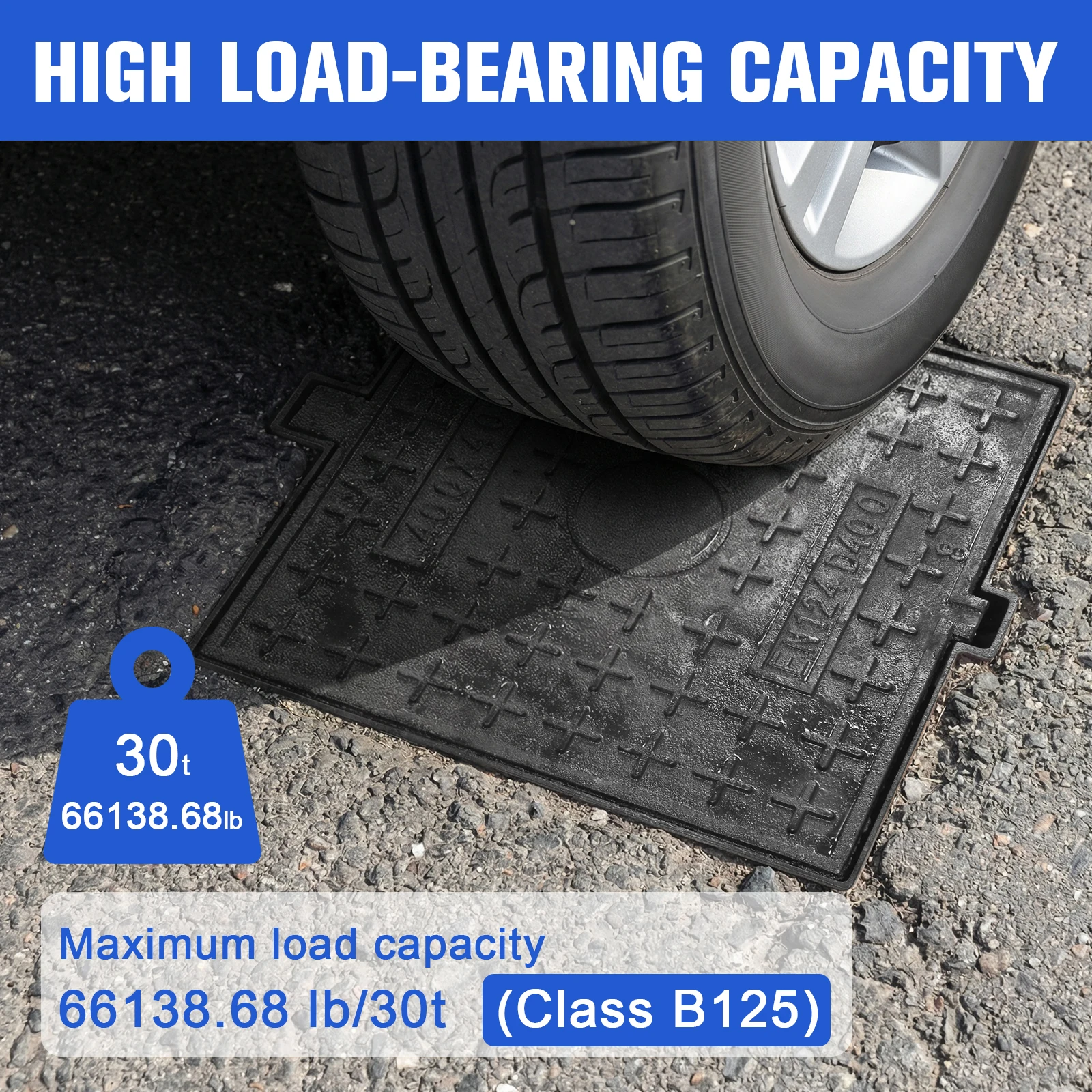 Cast Iron Manhole Cover and Frame with Base Rectangular Lift-Off Manhole Covers Non-Slip Design for Concrete Yard Basement Patio