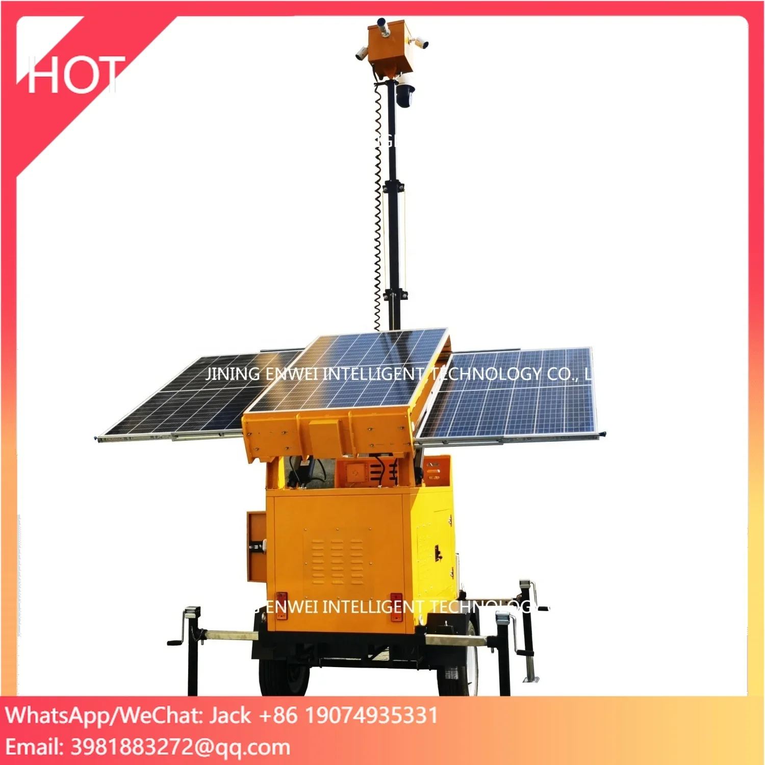 Mobile CCTV Camera Trailer Solar Surveillance Trailer For Outdoor Parking Lot Security
