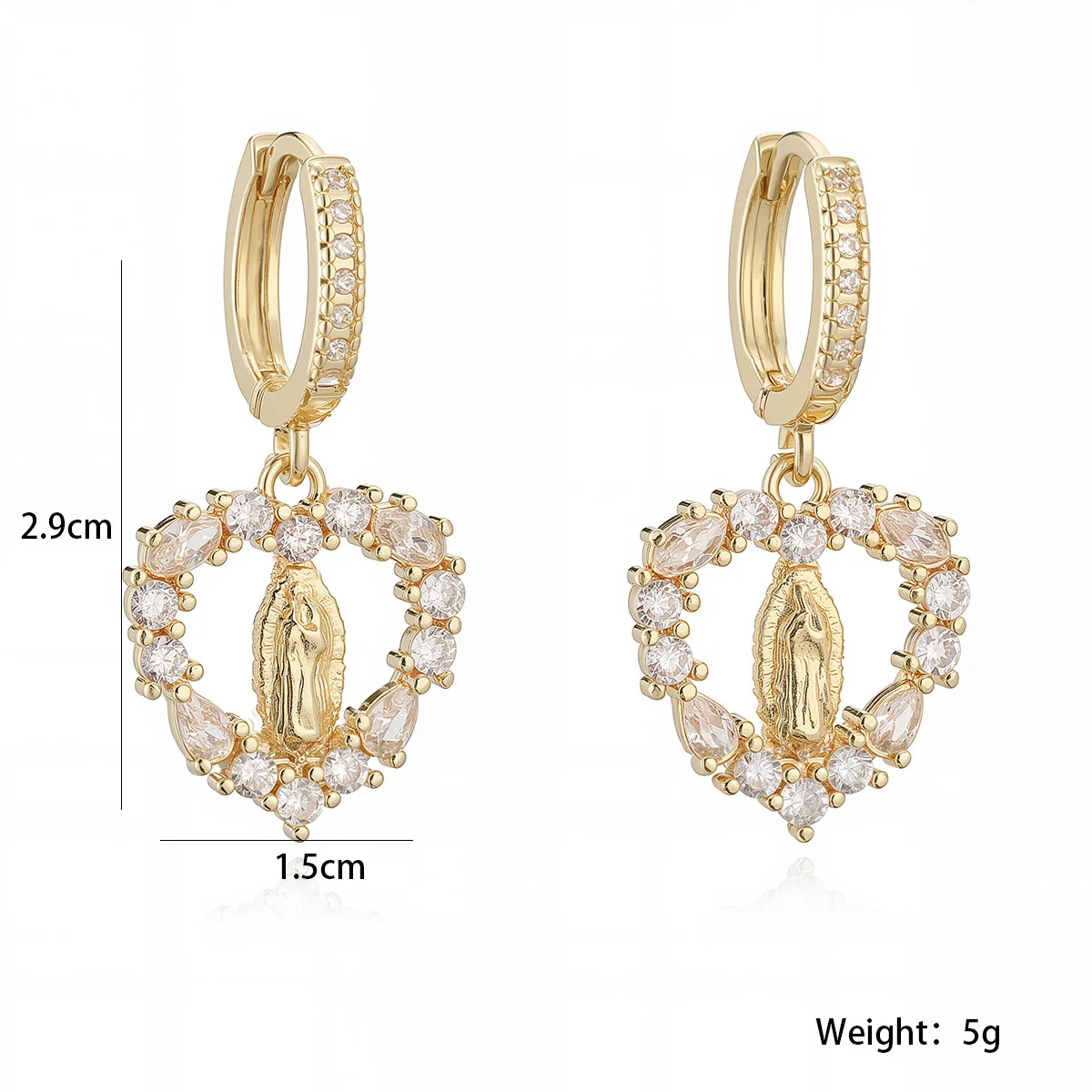 GANPUP Exquisite Glänzende Zirkonia-Herz-Ohrhänger für Damen, Modische Neue Ohrschmuck-Geschenke für Partys – Detail 2