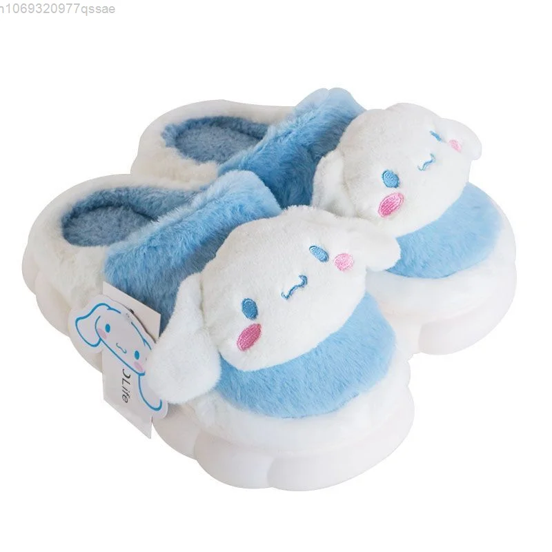 Sanrio Cinnamoroll Kuromi Plush Slippers Cute Cartoon Plush Shoes, Winter Slippers, Warm Shoes, Thick Soled Flannel Shoes