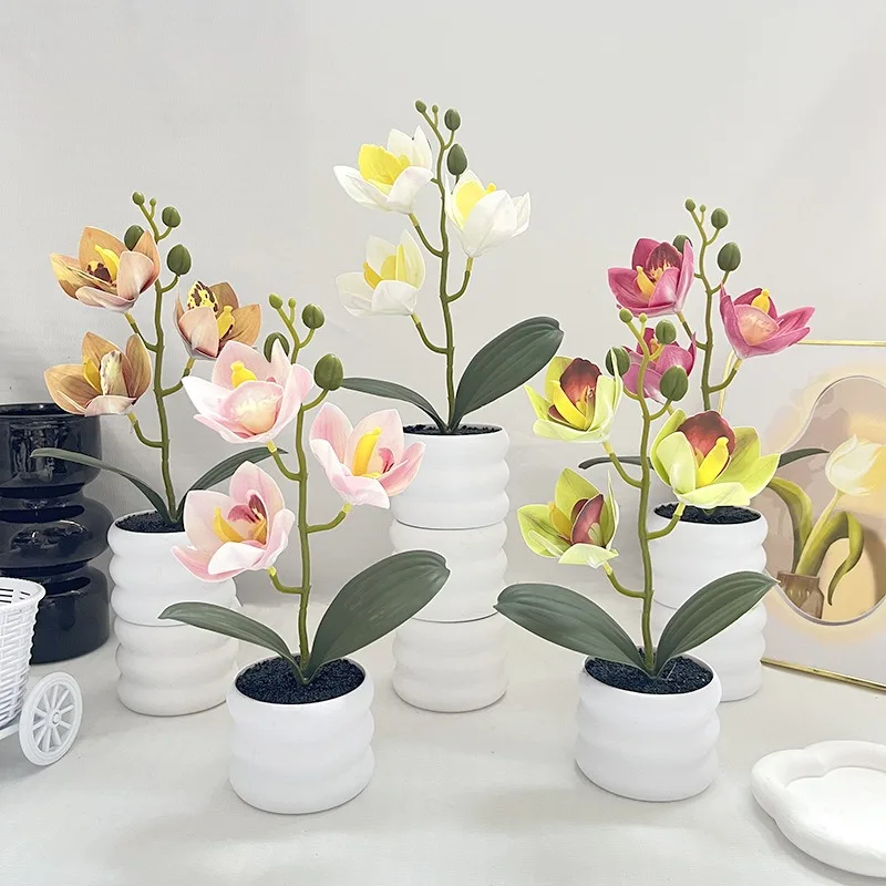 Bonsái Huilan, decoración nórdica para oficina, sala de estar, escritorio, planta verde de interior, decoración de plantas, flor artificial.