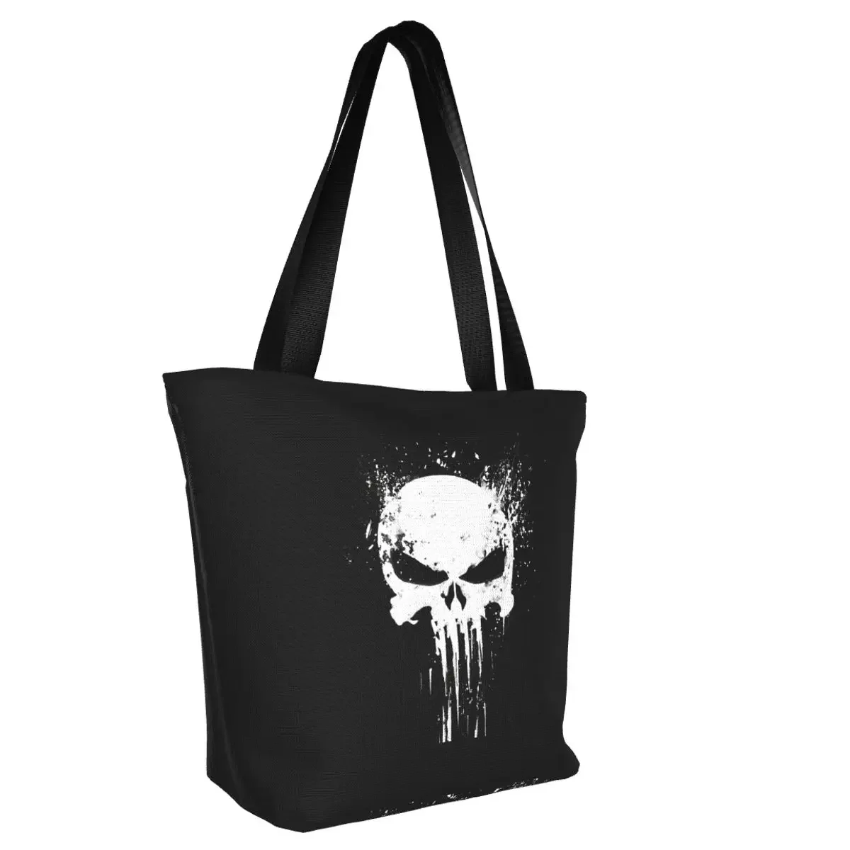 Fashion Printed Skeleton Skull Tote Shopping Bags Durable Canvas Shopper Shoulder Heavy  Handbag