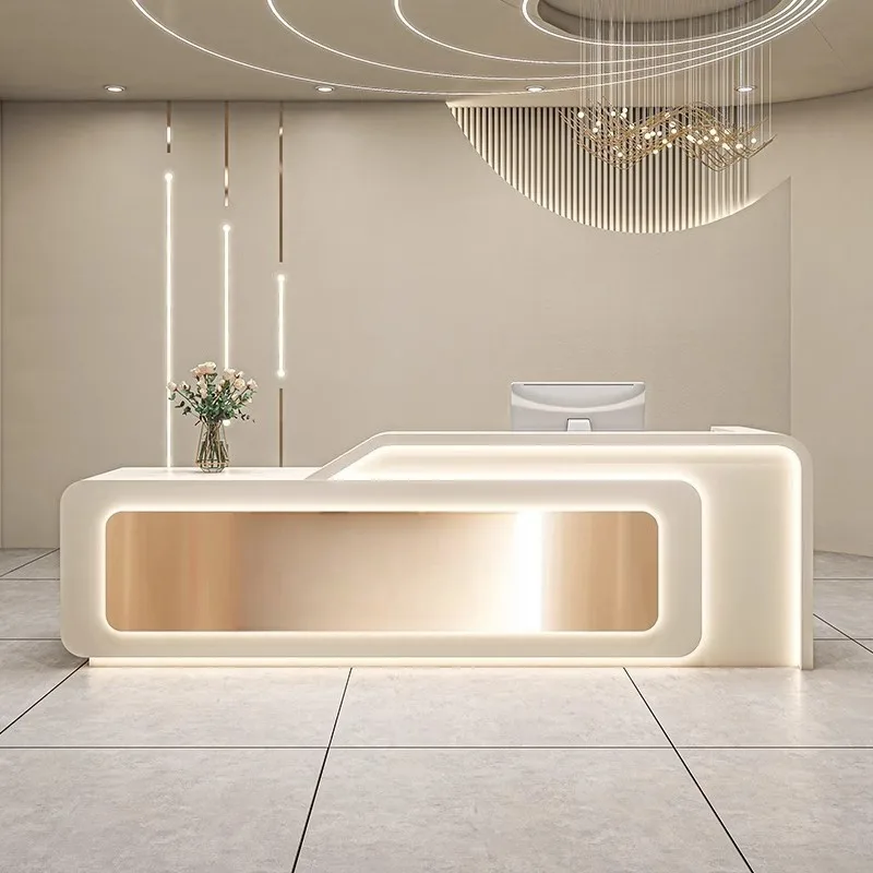 Medical beauty salon skin management front desk advanced sense stainless steel checkout page counter company front desk receptio