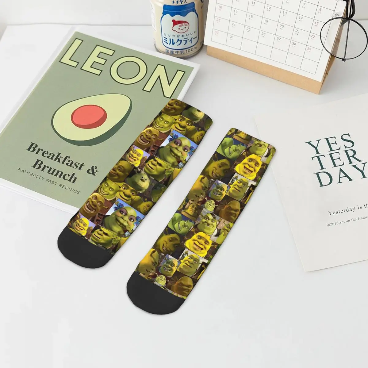 GET Face Shrek Green Schreck Comedy Film Ankle Socks Male Mens Women Spring Stockings Polyester