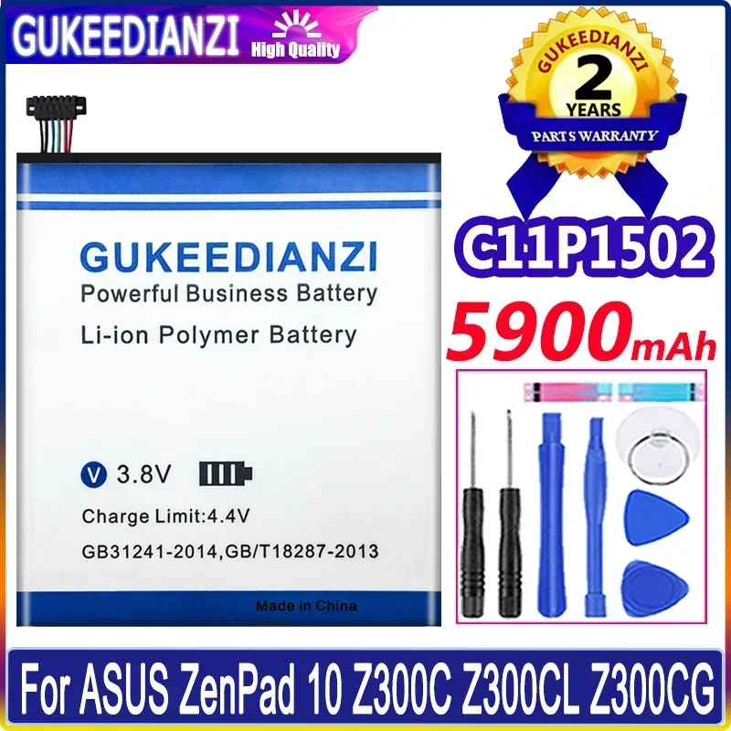 GUKEEDIANZI Battery 5900mAh  C11P1502 for ASUS ZenPad 10 Z300C Z300CL Z300CG Z300M P023 P01T 10.1 Batteries