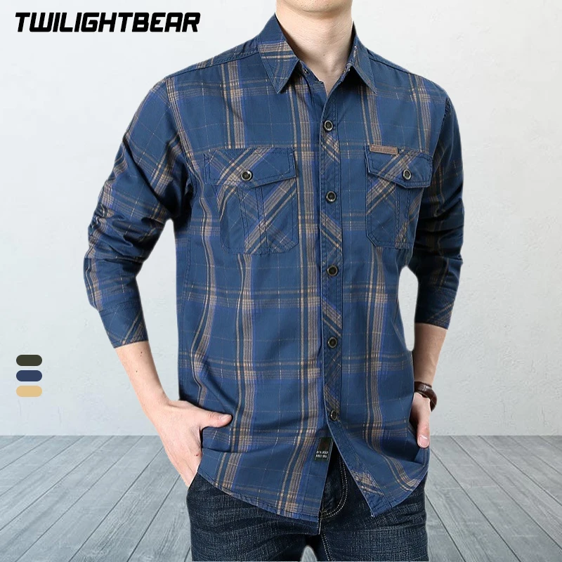 New Men\'s Plaid Shirt Oversized Male Overshirt 5XL England Pure Cotton Casual Shirts Men Clothing Leisure Shirt Blouse A2F8001