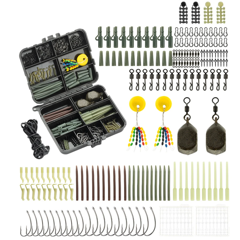 

217Pcs Carp Fishing Accessories Clip Quick Change Swivel Tail Sleeves Carp Fishing Accessories Set for Carp Fishing Rig
