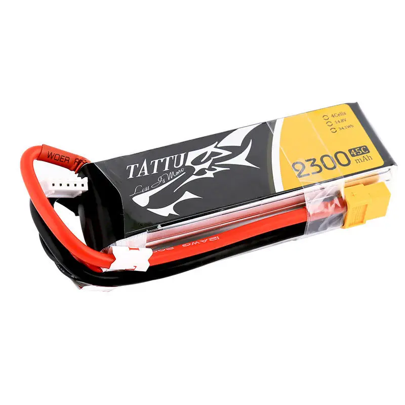 TATTU 2300mAh 45C 14.8V LiPo Battery With XT60 Plug For RC Helicopter Quadcopter FPV Racing Drone Parts 4S Rechargeable Battery