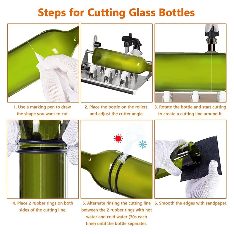 Glass Bottle Cutter, Upgraded Curve Glass Cutting Tools Set For Round, Square Bottles And Bottlenecks, DIY Craft Set