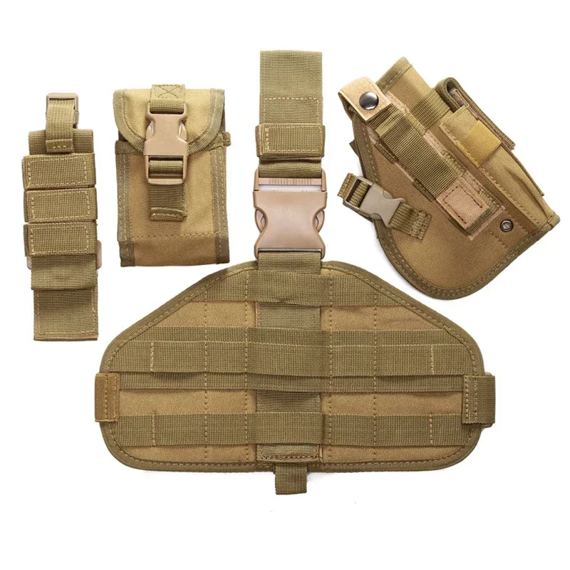 Tactical Gun Holster Multi-function Leg Bag Tied Leg Pistol Protective Handgun Camo Holster Hunting Gear Outdoor