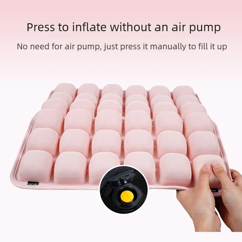 Inflatable 36 Air Cell Seat Cushion Ergonomic Breathable Chair Pad Adjustable Firmness for Office & Car Travel