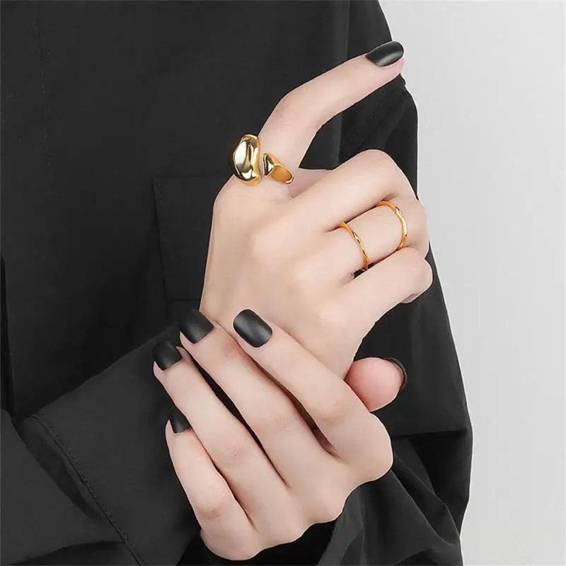 2023 New Trend Rings Stainless Steel Rings For Women Gold Color Hollow Wide Ring Female Male Party Finger Jewelry Accessories